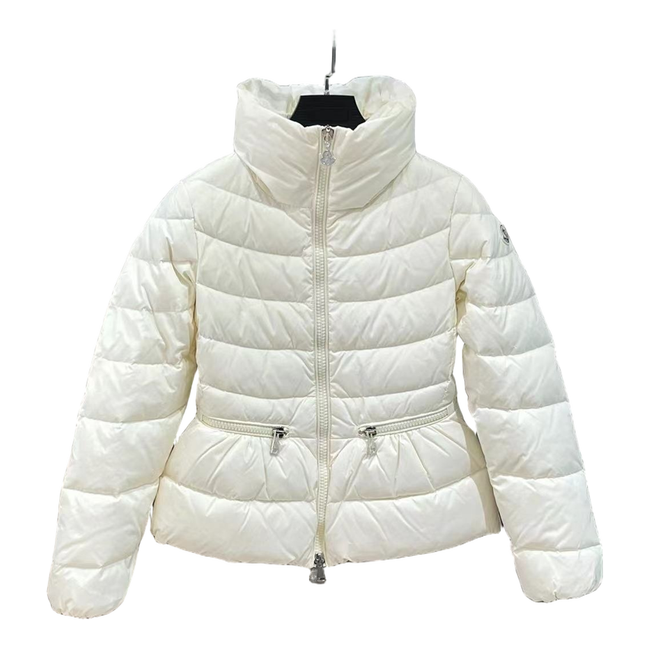 Moncler Drawstring-Waist Stand-Collar Down Puffer Jacket - Ivory