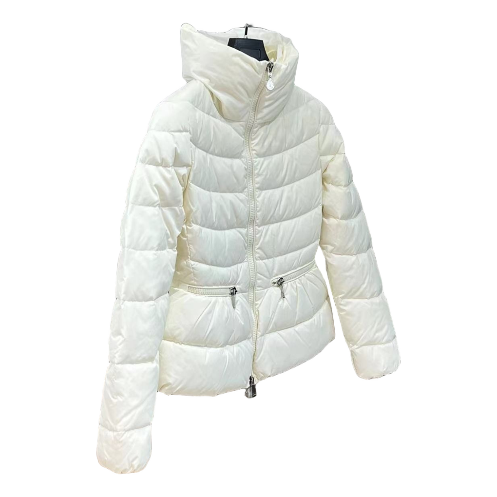Moncler Drawstring-Waist Stand-Collar Down Puffer Jacket - Ivory