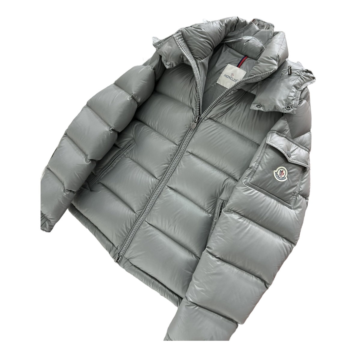 Moncler Maya Hooded Down Puffer Jacket in Gray