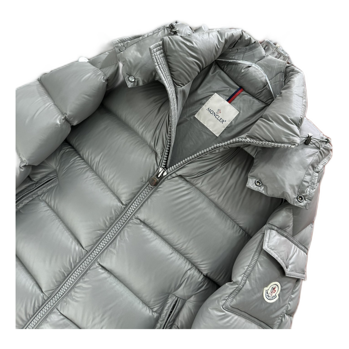 Moncler Maya Hooded Down Puffer Jacket in Gray