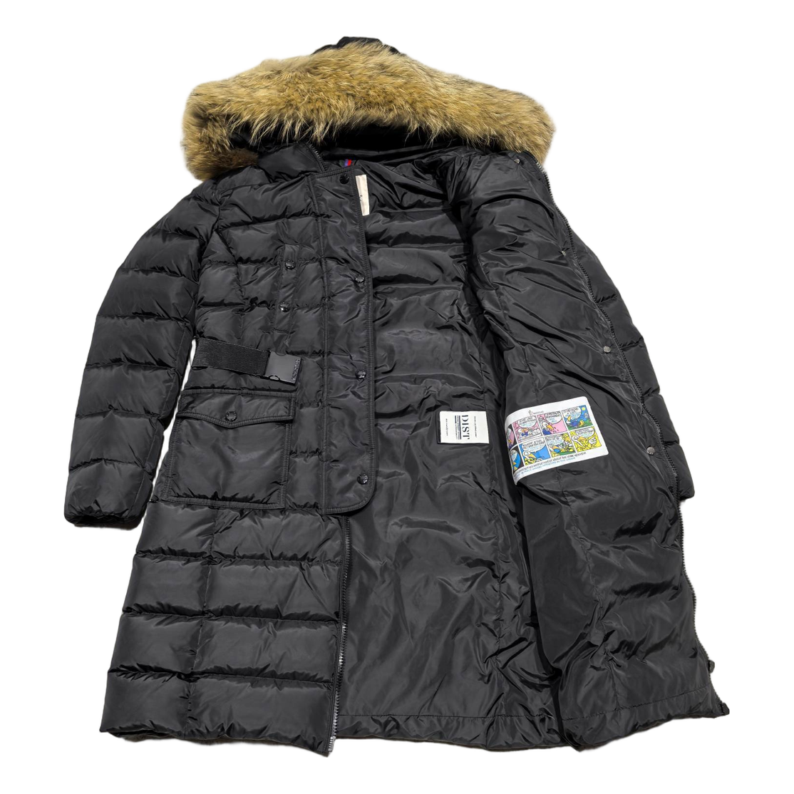 Moncler Four-Pocket Fur-Trim Hooded Long Down Coat - Black