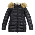 Moncler Four-Pocket Belted Fur-Trim Down Puffer Jacket - Black