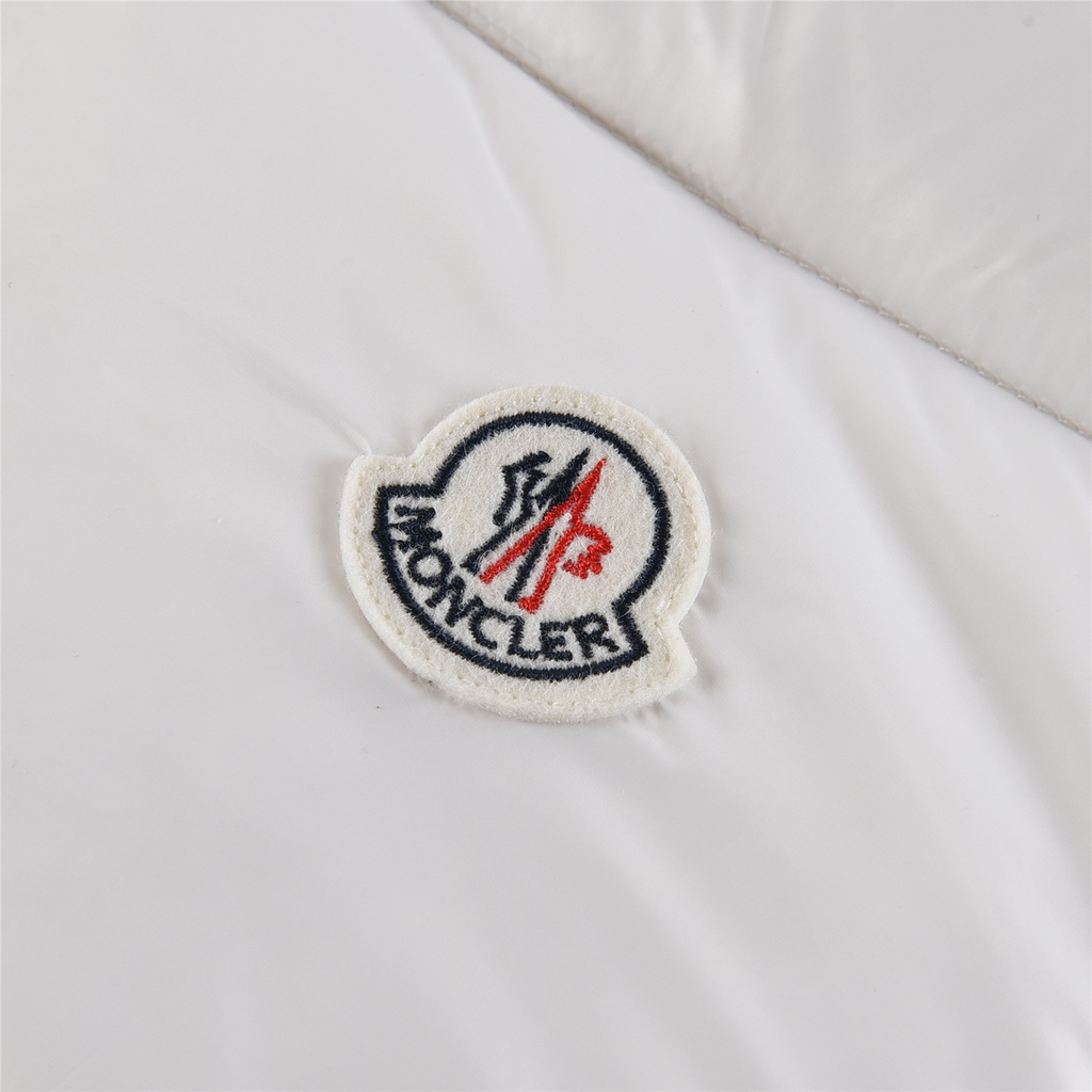 Moncler Tricolour Sleeve-Stripe Hooded Down Jacket - White