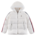 Moncler Tricolour Sleeve-Stripe Hooded Down Jacket - White