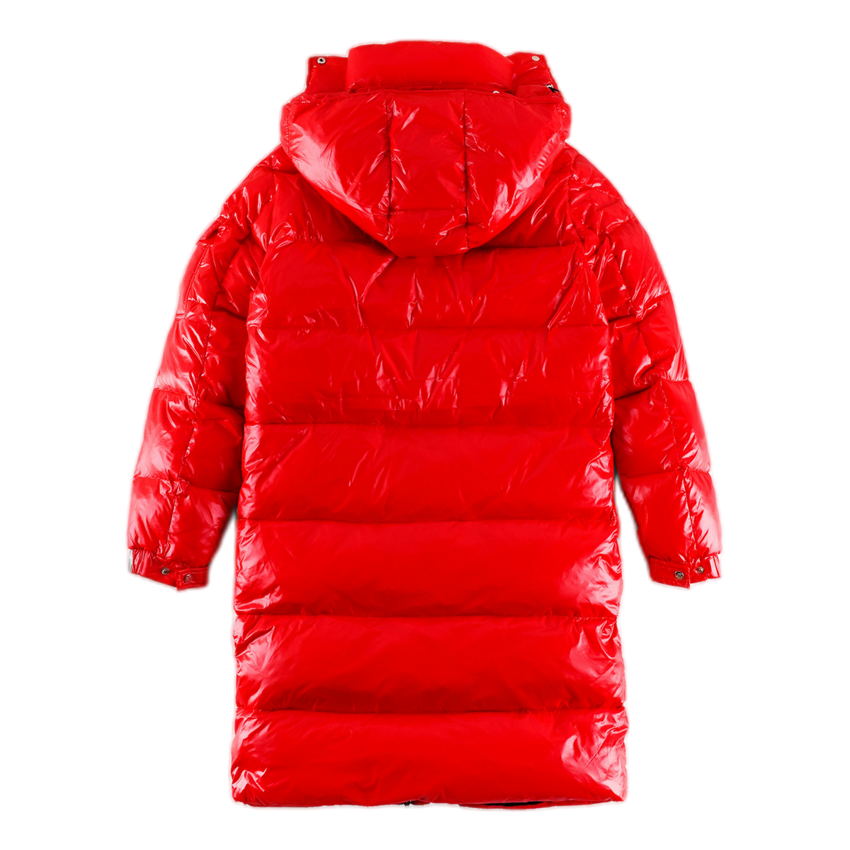 Moncler Hanoverian Glossy Hooded Long Down Puffer Coat - Red