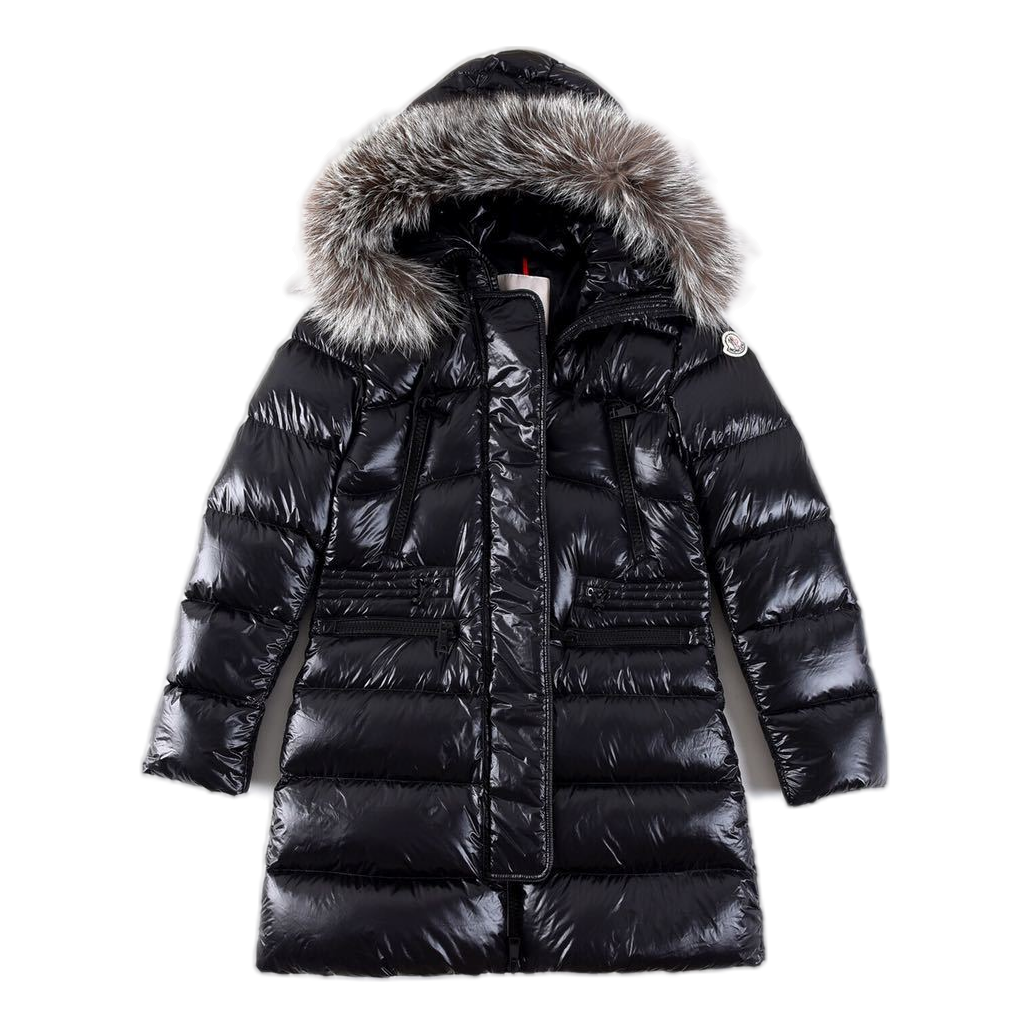 Moncler Fur-Trim Drawstring-Waist Long Down Puffer Jacket