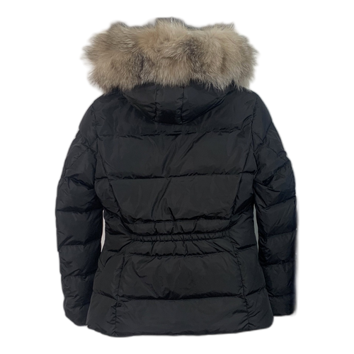 Moncler Cinched-Waist Fur-Trim Hooded Down Puffer Jacket - Black
