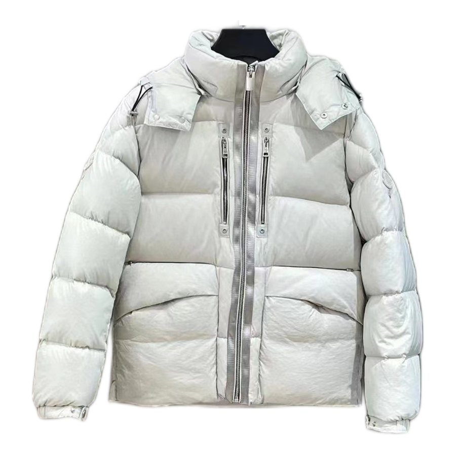 Moncler Two-Way Zip Hooded Down Puffer Jacket - Off White