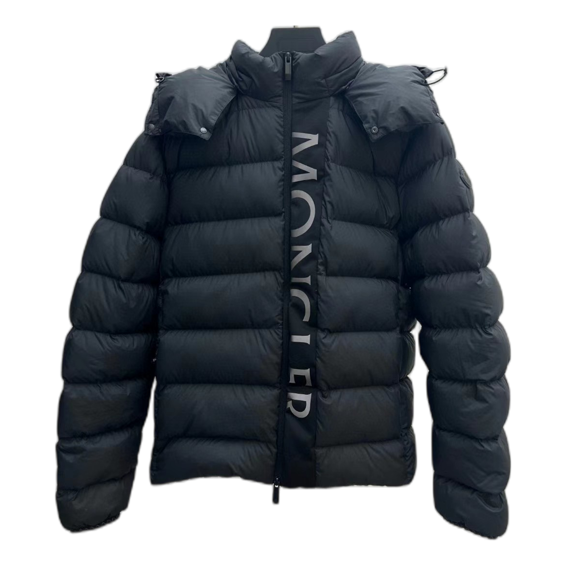 Moncler Vertical-Logo Snap-Front Down Puffer Jacket - Black