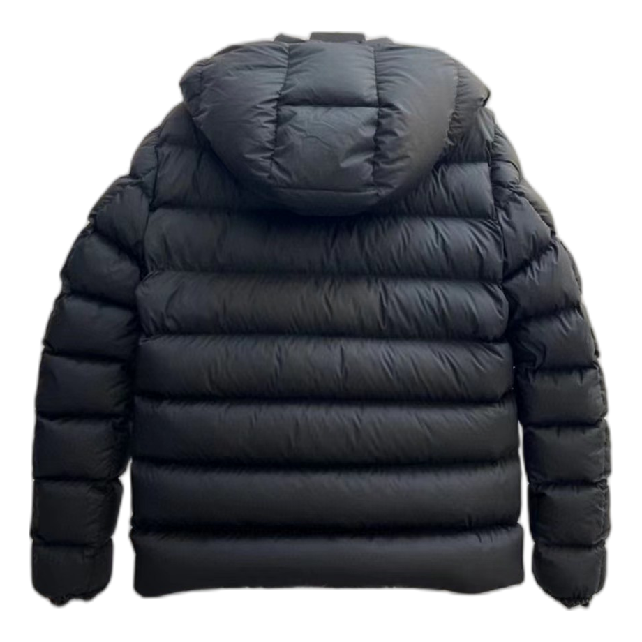 Moncler Vertical-Logo Snap-Front Down Puffer Jacket - Black
