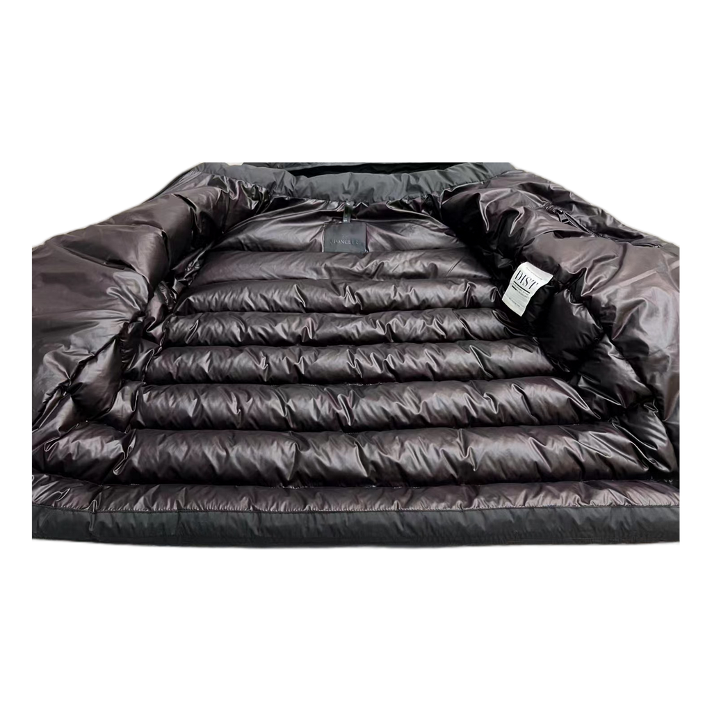 Moncler Vertical-Logo Snap-Front Down Puffer Jacket - Black