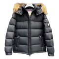 Moncler Fur-Trim Hooded Down Puffer Jacket - Black
