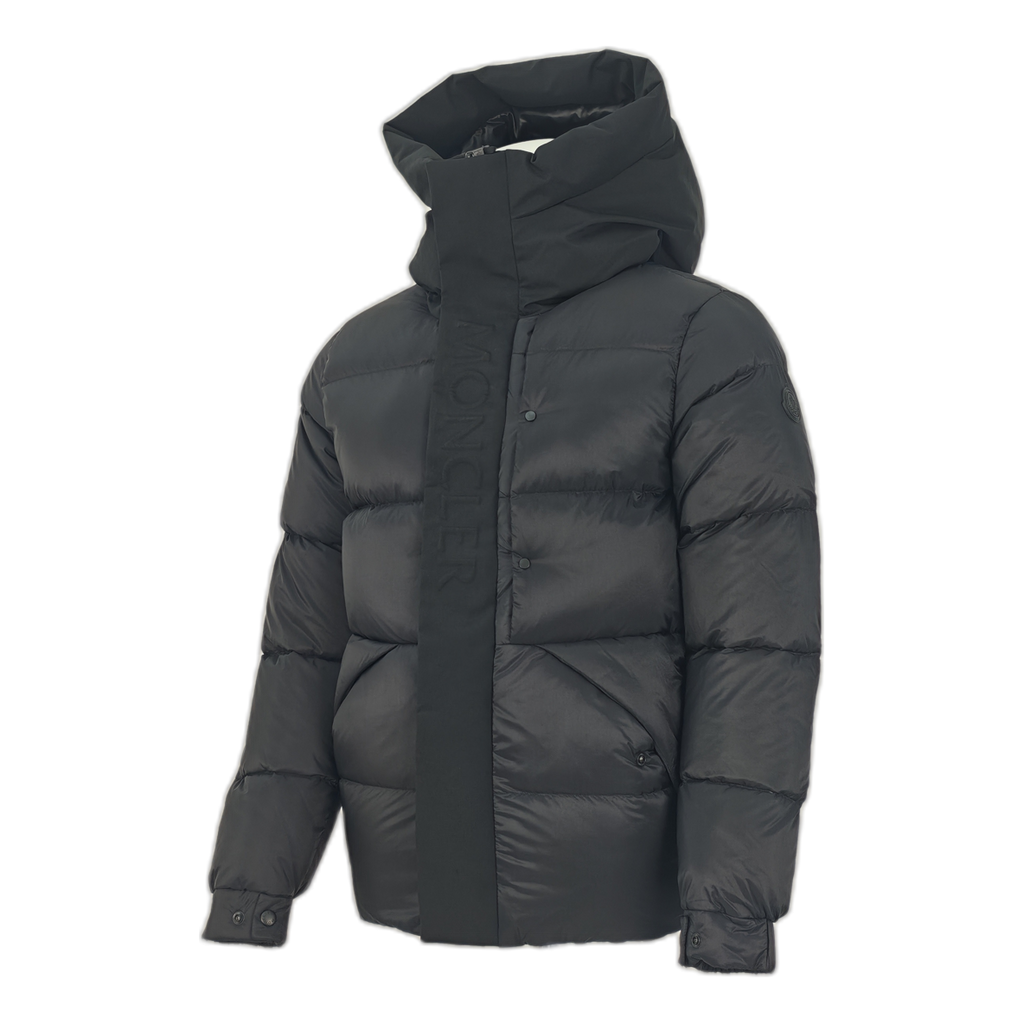 Moncler Tonal-Logo High-Collar Down Puffer Jacket in Black