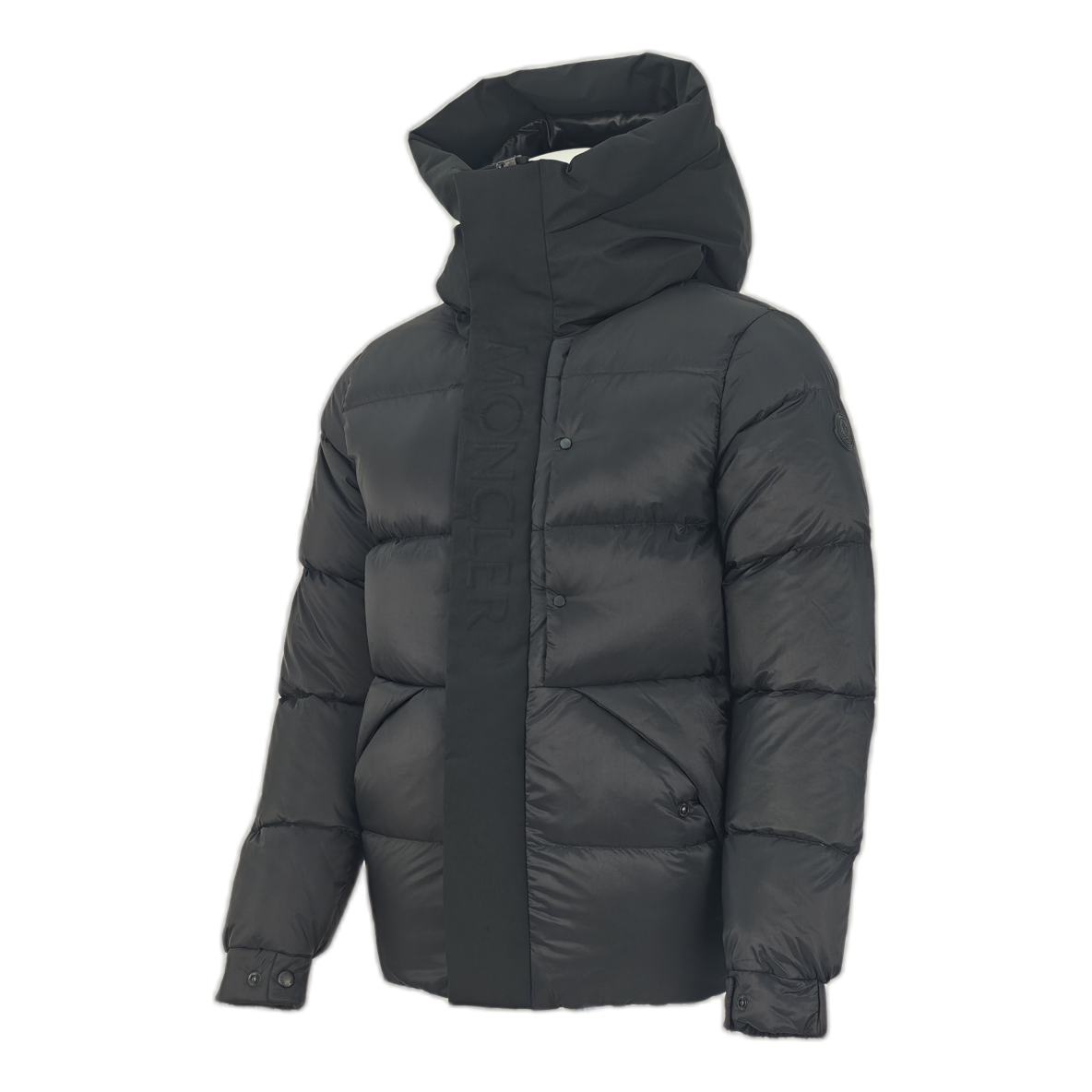 Moncler Tonal-Logo High-Collar Down Puffer Jacket in Black