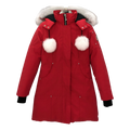Moose Knuckles Stirling Down Parka with White Fur Trim & Pom-Pom