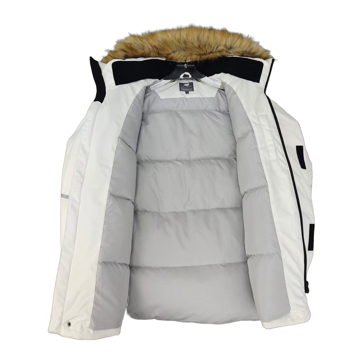 New Balance Faux Fur-Trim Hooded Utility Jacket - White