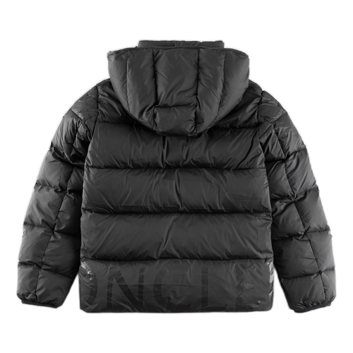 Moncler Contrast-Lined Logo-Hood Down Puffer Jacket - Black