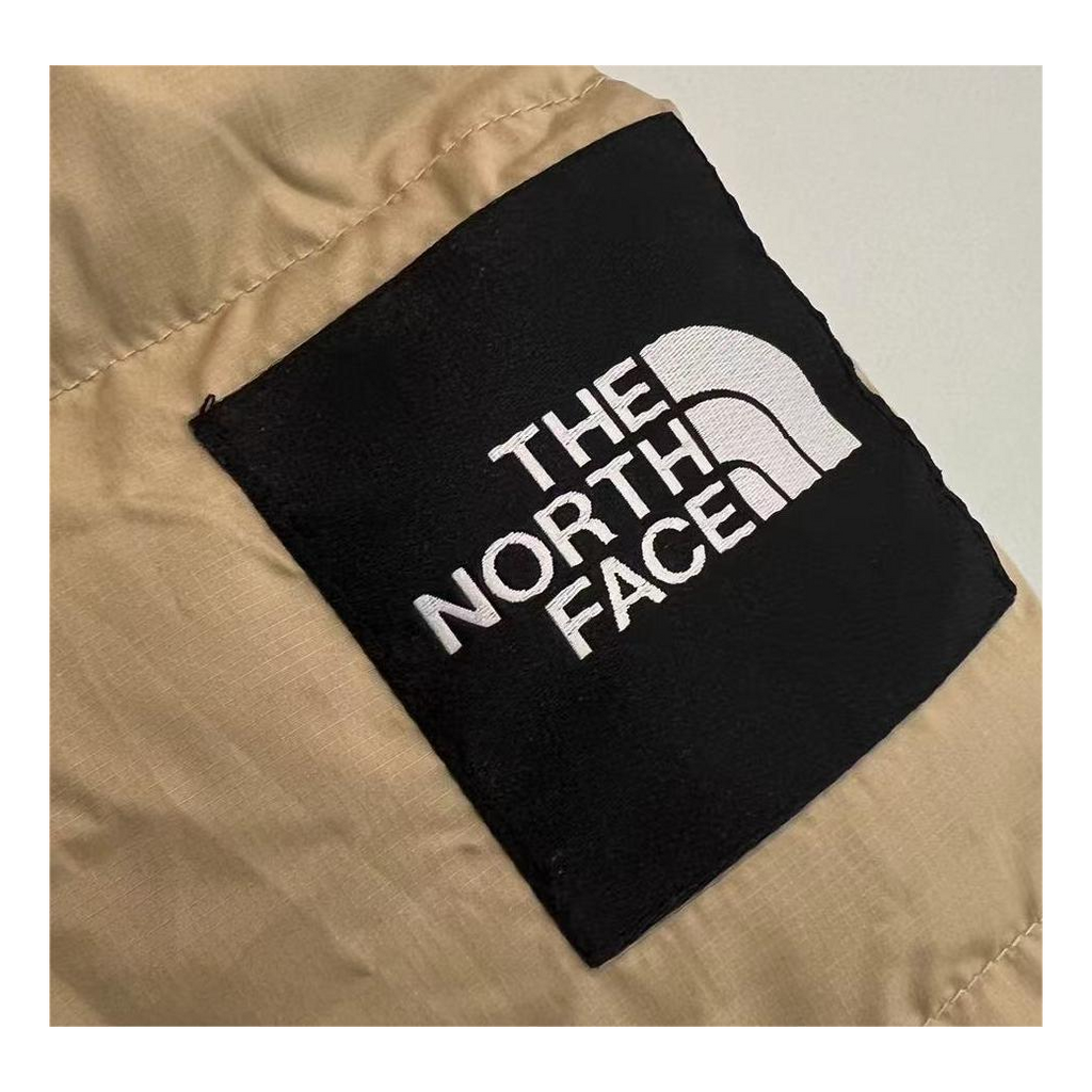 The North Face Color-Block Long Hooded Down Coat - Tan