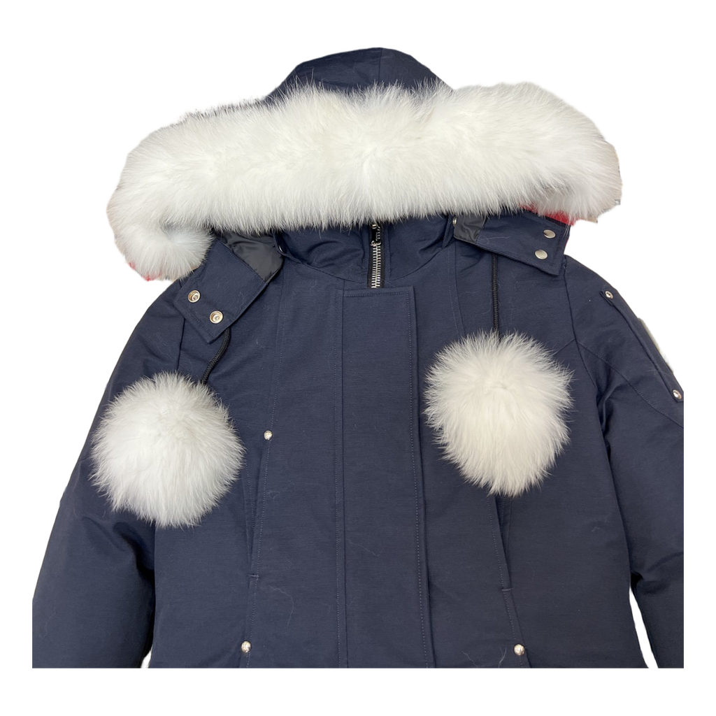 Moose Knuckles Stirling Pom-Pom Fur-Trim Down Parka - Navy