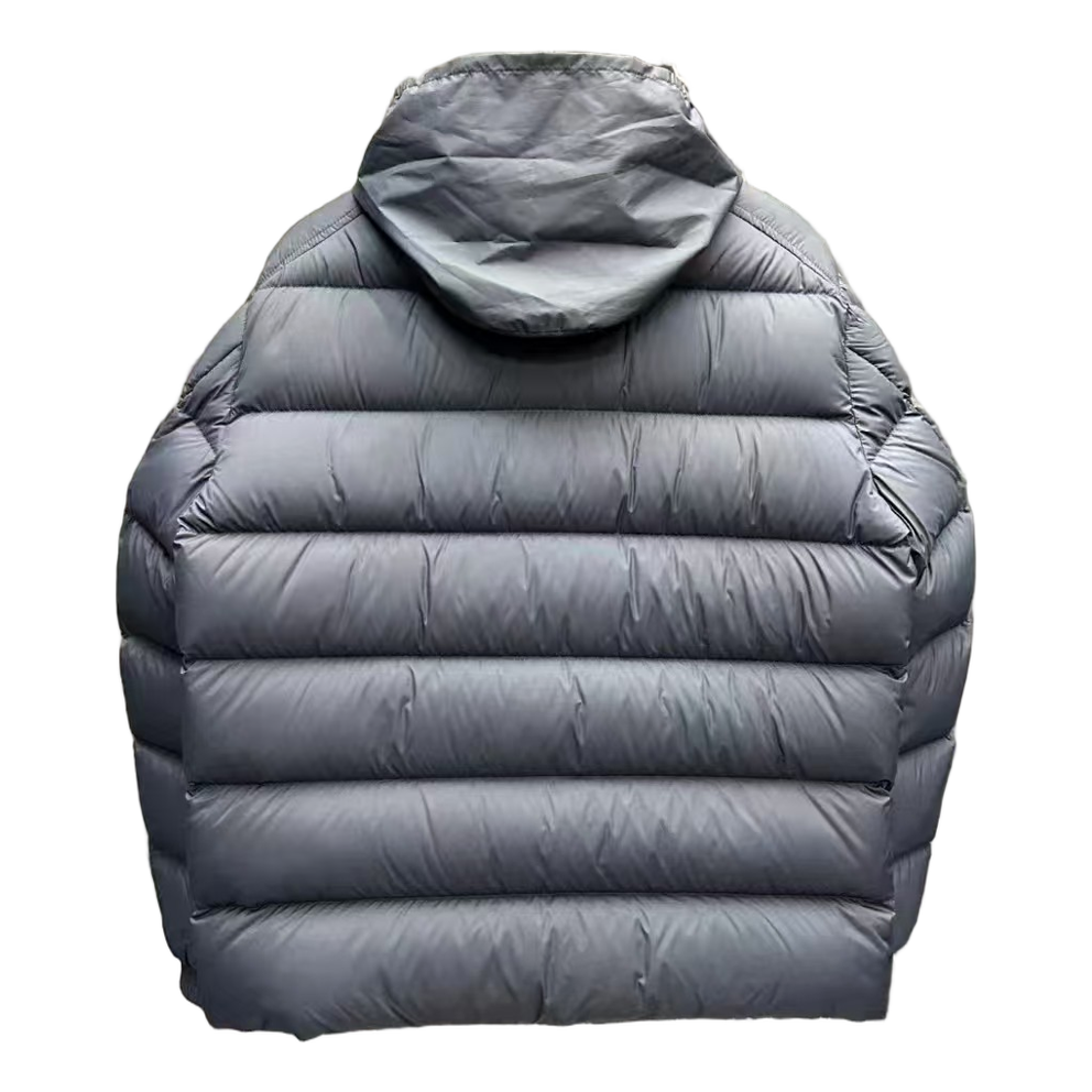 Moncler Tricolour Sleeve-Band Stand-Collar Down Jacket - Navy