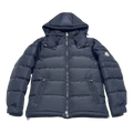Moncler Hooded Down Puffer Jacket with Sleeve Pocket in Navy