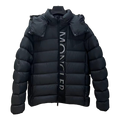 Moncler Vertical-Logo Hooded Down Puffer Jacket - Black