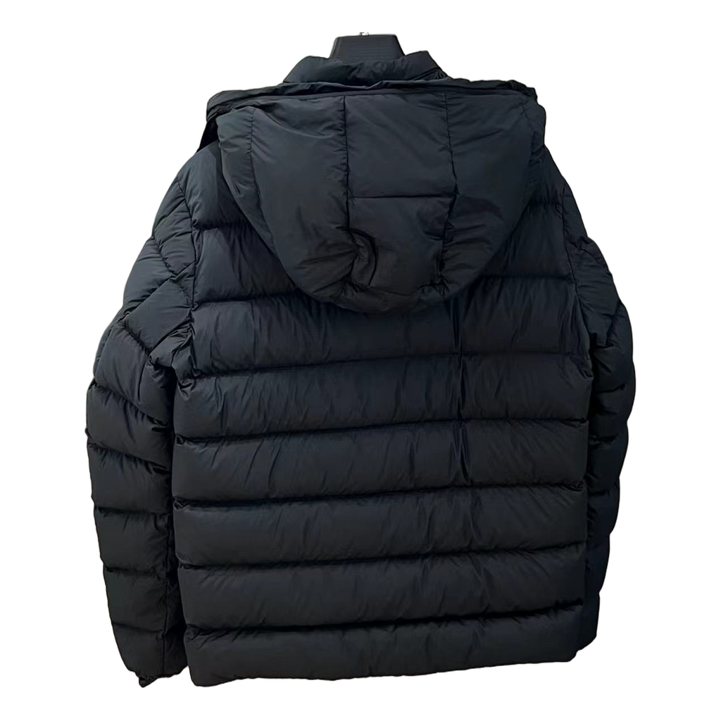 Moncler Vertical-Logo Hooded Down Puffer Jacket - Black