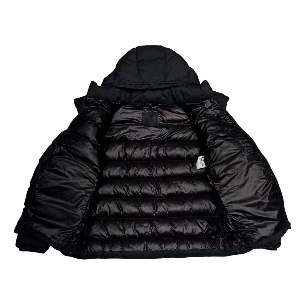 Moncler Vertical-Logo Hooded Down Puffer Jacket - Black