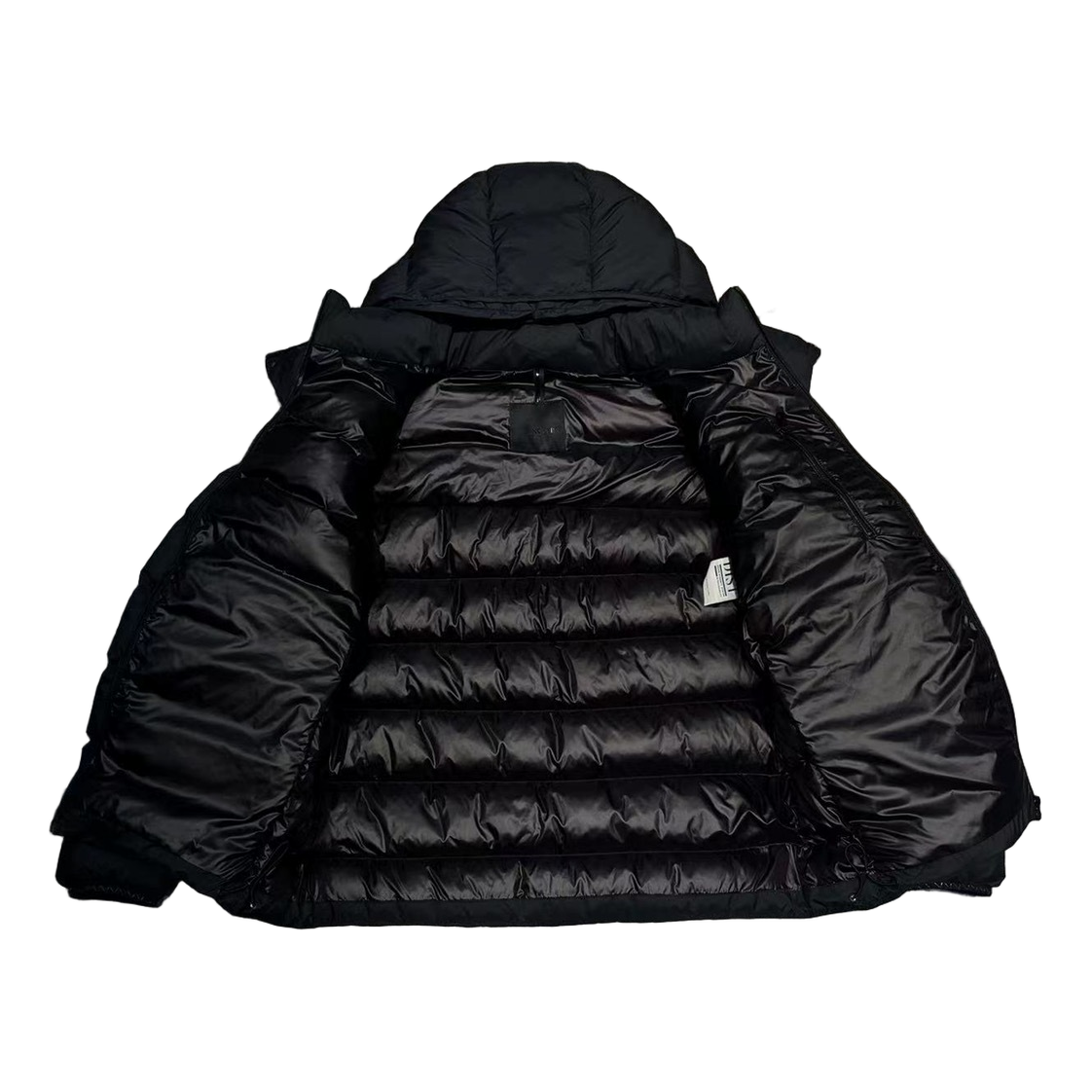 Moncler Vertical-Logo Hooded Down Puffer Jacket - Black