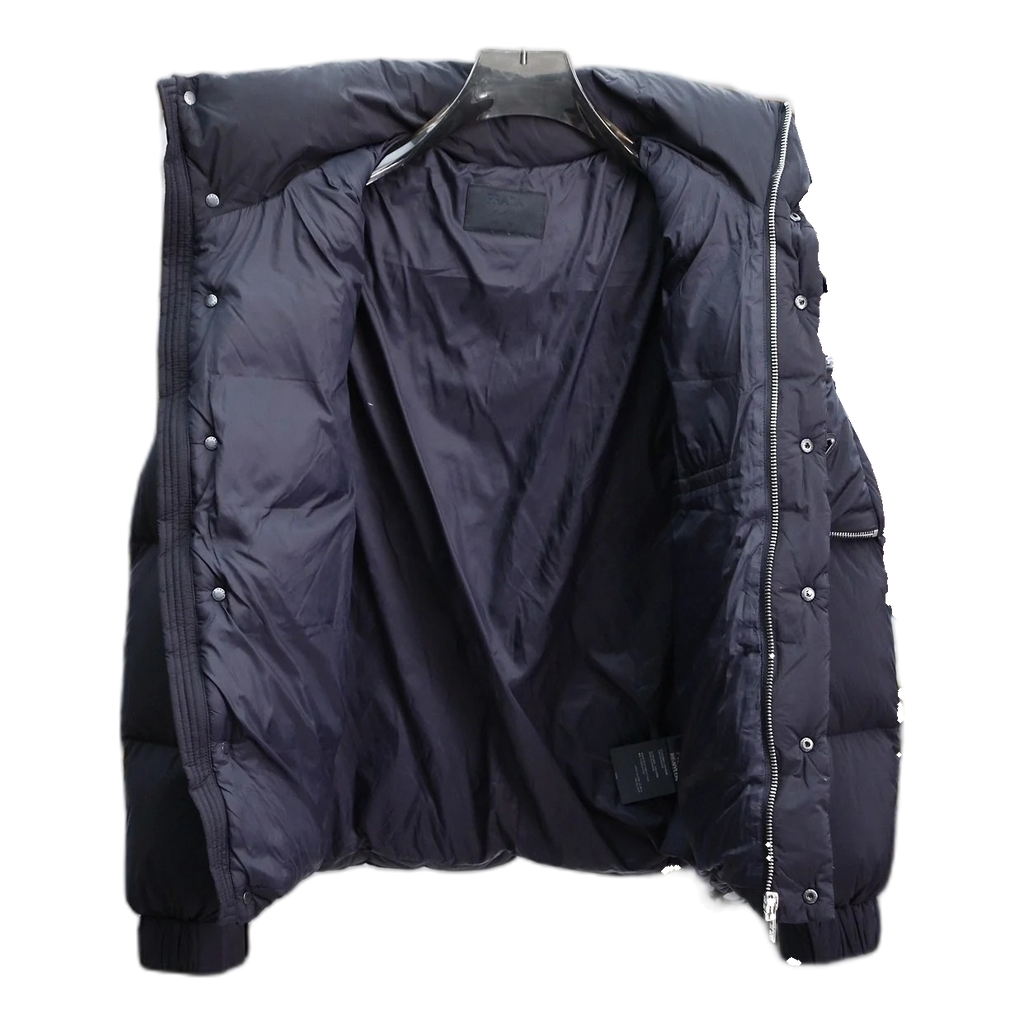 Prada Insulated Hooded Puffer Jacket with Sleeve Pouch
