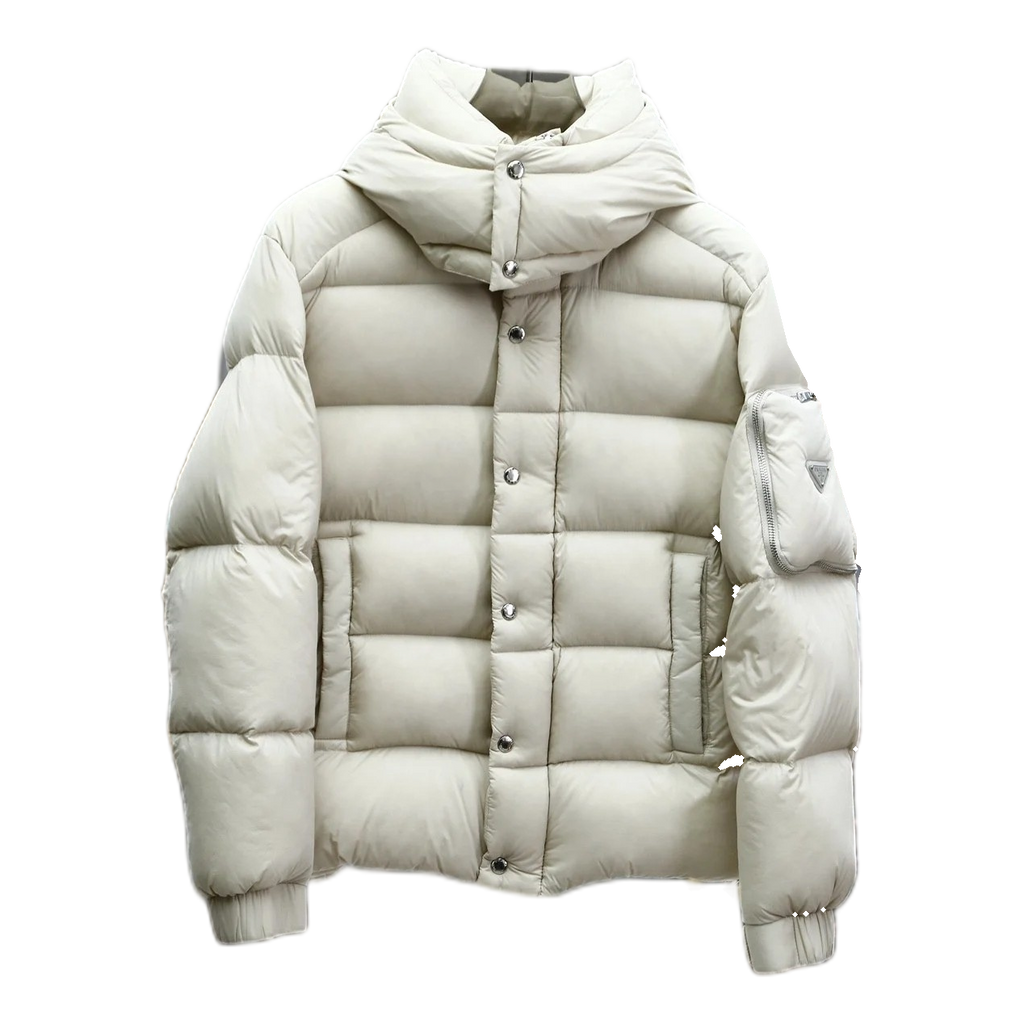 Prada Hooded Insulated Puffer Jacket with Sleeve Pouch